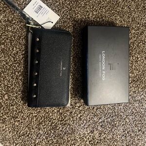 London Fog Black Wallet with Stud Accents